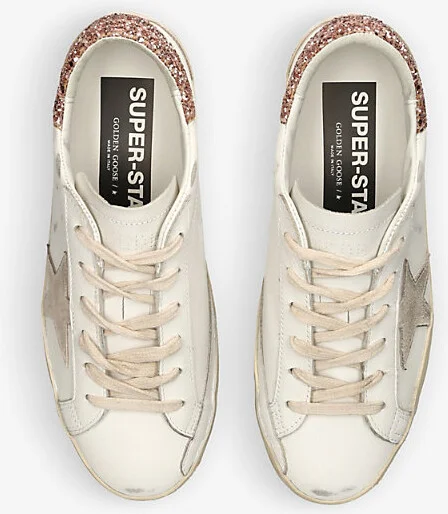 Womens White/Oth Super Star 11471 Glitter Heel-Tab Leather Trainers Eur 38/5 Uk Women - Image 2