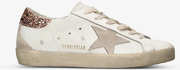 Womens White/Oth Super Star 11471 Glitter Heel-Tab Leather Trainers Eur 38/5 Uk Women