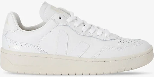 Womens White/Oth Women's V90 Logo-Embroidered Low-Top Leather Trainers Eur 39 / 6 Uk Women