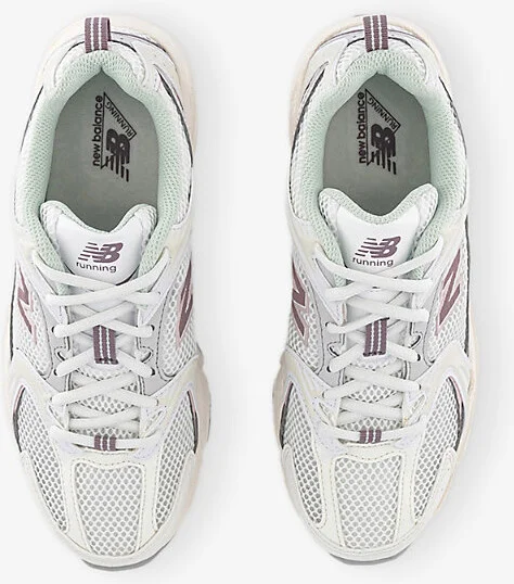 Womens White Pink Sea Salt Mr530 Logo-Embossed Leather and Mesh Low-Top Trainers 4.5 - Image 2