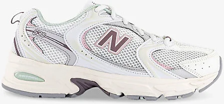 Womens White Pink Sea Salt Mr530 Logo-Embossed Leather and Mesh Low-Top Trainers 4.5