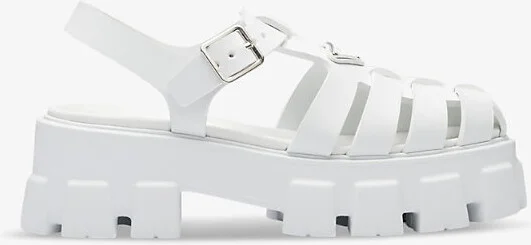 Womens White Platform Rubber Sandals Eur 38/5 Uk Women