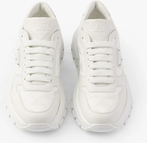 Womens White Prax 01 Re-Nylon Logo-Plaque Leather Low-Top Sneakers Eur 38/5 Uk Women - Image 2