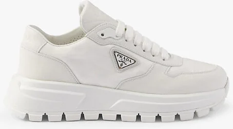 Womens White Prax 01 Re-Nylon Logo-Plaque Leather Low-Top Sneakers Eur 38/5 Uk Women