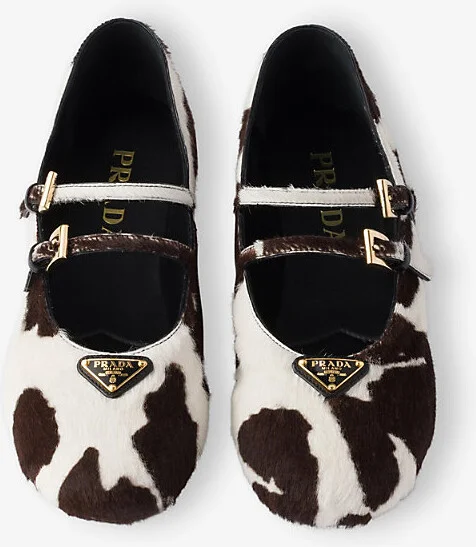 Womens White Printed Leather Ballerinas Eur 39.5 / 6.5 Uk Women - Image 2