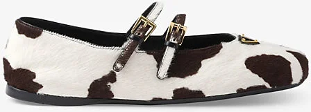 Womens White Printed Leather Ballerinas Eur 39.5 / 6.5 Uk Women