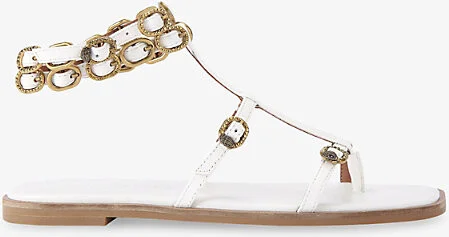 Womens White Regent Flat Gladiator Leather Sandals Eur 36 / 3 Uk Women