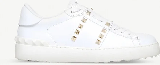 Womens White Rockstud Leather Low-Top Trainers Eur 38.5 / 5.5 Uk Women