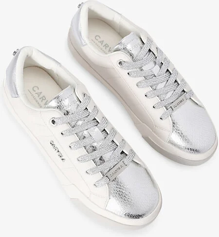 Womens White Santiana Faux-Leather Low-Top Trainers Eur 40 / 7 Uk Women - Image 2