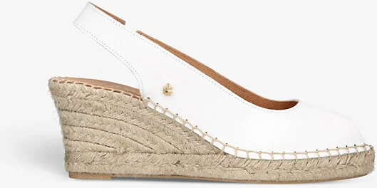 Womens White Sharan 2 Wedge-Heel Leather Espadrilles Eur 41 / 8 Uk Women