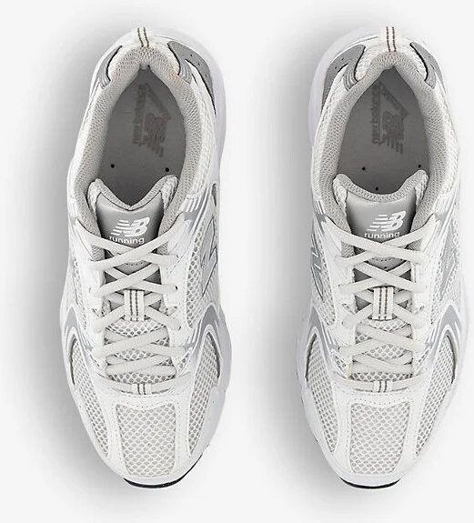 Womens White Silver Mr530 Logo-Embossed Leather and Mesh Low-Top Trainers 10.5 - Image 2