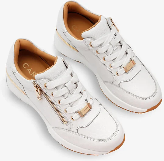 Womens White Skyline Zip-Embellished Wedge Leather Low-Top Trainers Eur 38/5 Uk Women - Image 2