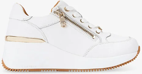 Womens White Skyline Zip-Embellished Wedge Leather Low-Top Trainers Eur 38/5 Uk Women