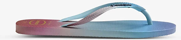 Womens White Slim Gradient Sunset Rubber Flip-Flops 1/2