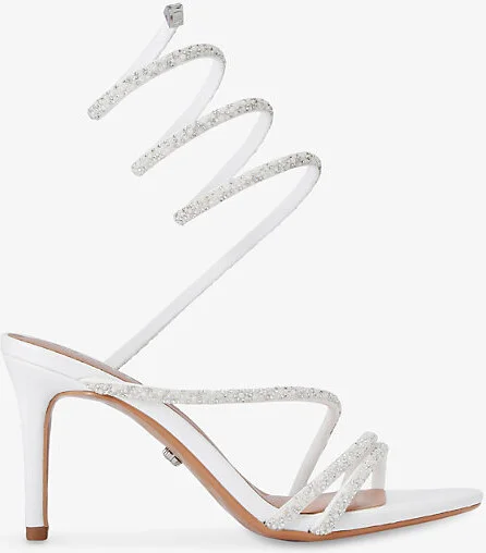 Womens White Spiral 80 Crystal-Strap Woven Heels Eur 42/ 9 Uk Women