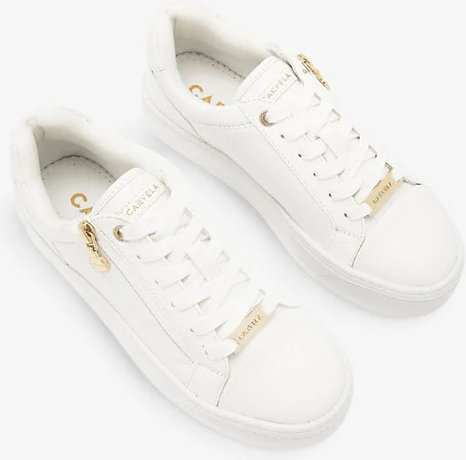 Womens White Statement Zip Faux-Leather Low-Top Trainers Eur 40 / 7 Uk Women - Image 2
