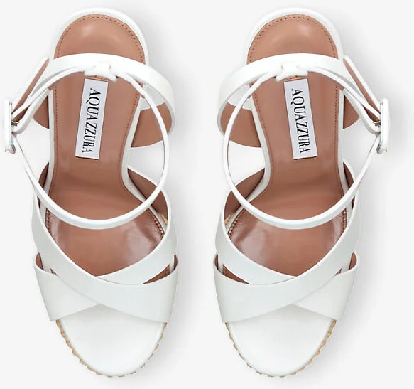 Womens White Sunseeker Plateau 140 Leather Platform Heeled Sandals Eur 39 / 6 Uk Women - Image 2