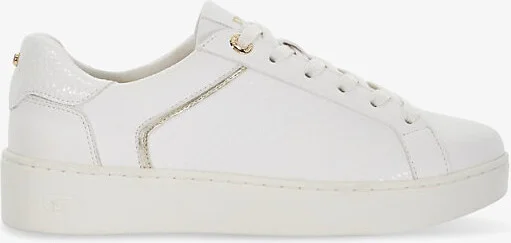 Womens White Synthetic Elli Logo-Badge Faux-Leather Low-Top Trainers Eur 37 / 4 Uk Women