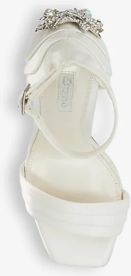 Womens White-Synthetic Meridians Crystal-Embellished Satin Heeled Sandals Eur 40 / 7 Uk Women - Image 2