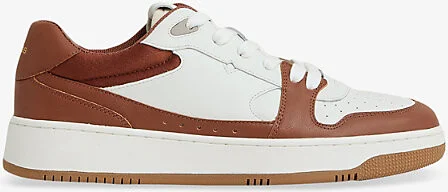 Womens White Tan Astor Panelled Leather and Woven Low-Top Trainers Eur 37 / 4 Uk Women