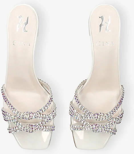 Womens White Taylor Crystal-Embellished Patent-Leather Heeled Sandals Eur 37 / 4 Uk Women - Image 2