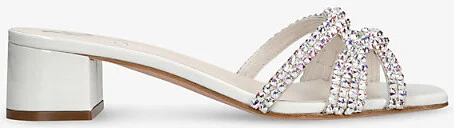Womens White Taylor Crystal-Embellished Patent-Leather Heeled Sandals Eur 37 / 4 Uk Women