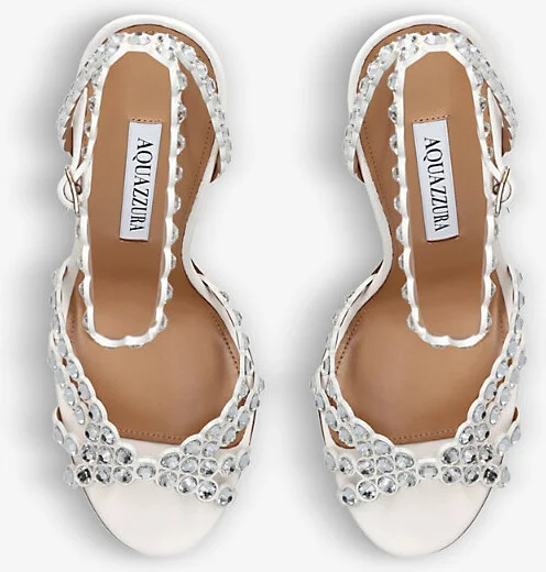 Womens White Tequila 105 Crystal-Embellished Leather Heeled Sandals Eur 41.5 / 8.5 Uk Women - Image 2