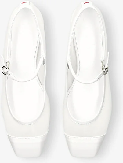 Womens White Uma Mesh and Leather Mary Jane Flats Eur 42/ 9 Uk Women - Image 2