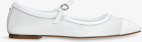 Womens White Uma Mesh and Leather Mary Jane Flats Eur 42/ 9 Uk Women