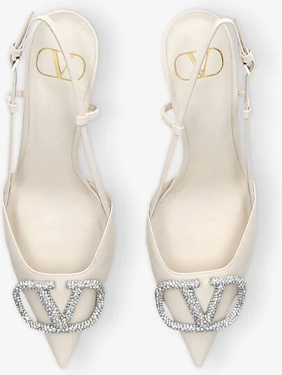 Womens White Vlogo Signature 80 Leather Slingback Pumps Eur 42/ 9 Uk Women - Image 2