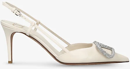 Womens White Vlogo Signature 80 Leather Slingback Pumps Eur 42/ 9 Uk Women