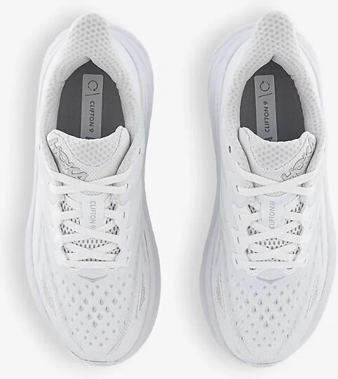 Womens White White F Clifton 9 Brand-Print Woven Low-Top Trainers Eur 39.5 / 6.5 Uk Women - Image 2