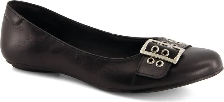 Women's Wide Buckle Ballerinas In Black