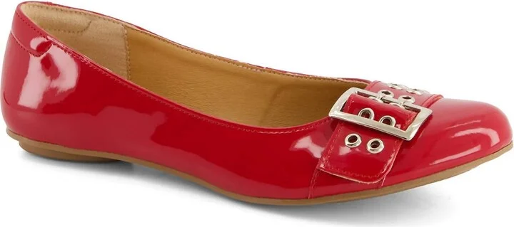 Women's Wide Buckle Ballerinas In Red