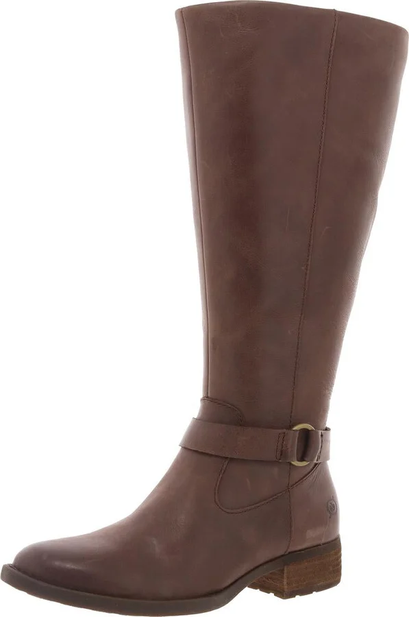 Womens Wide Calf Leather Knee-High Boots