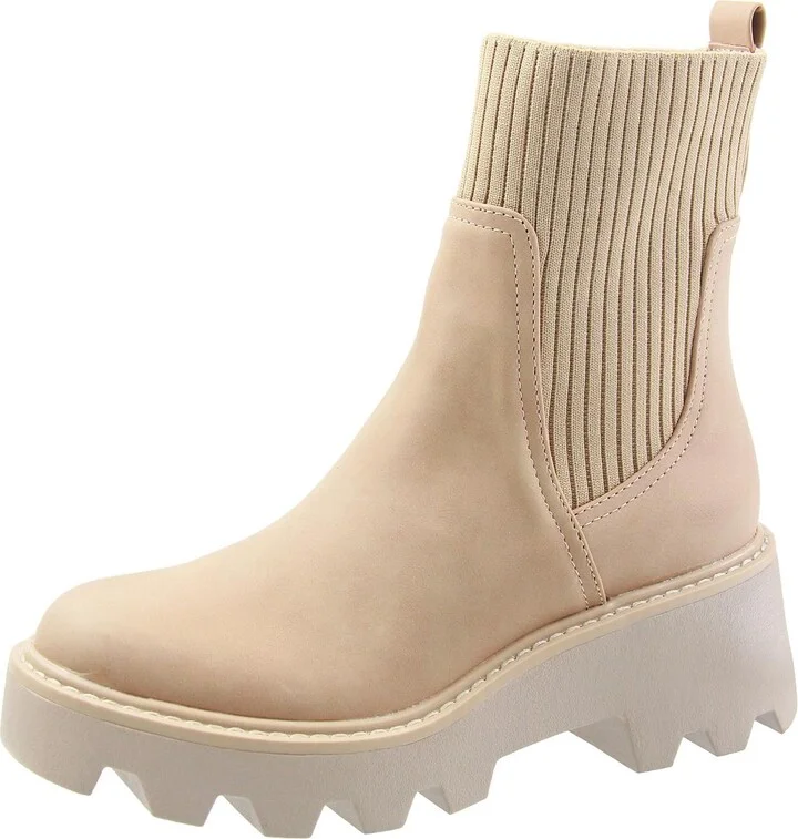 Womens Wide Calf Leather Mid-Calf Boots