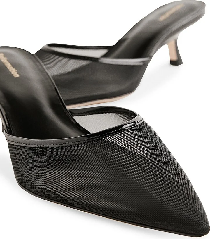 Women's Wilda 50MM Mesh Kitten-Heel Mules - Black - Size 5 - Image 3