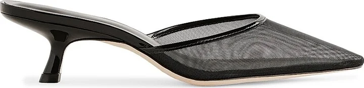 Women's Wilda 50MM Mesh Kitten-Heel Mules - Black - Size 5