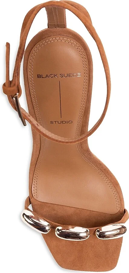 Women's Willa 100MM Suede Sandals - Caramel Suede - Size 6 - Image 3