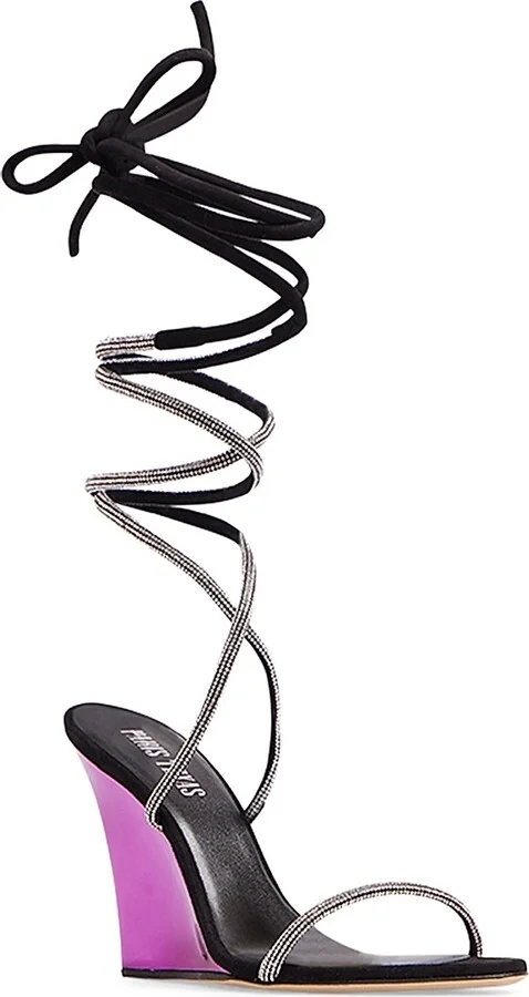 Women's Willow Lace-Up Wedge Sandals - Black - Size 6 - Image 2