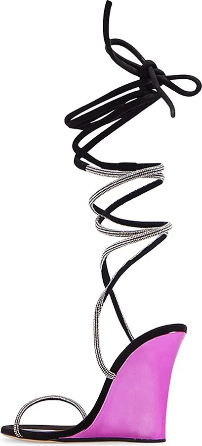 Women's Willow Lace-Up Wedge Sandals - Black - Size 6 - Image 3