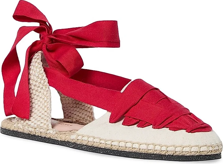 Women's Wilson Flat Ankle-Wrap Espadrilles - Natural Red - Size 10.5 - Image 2