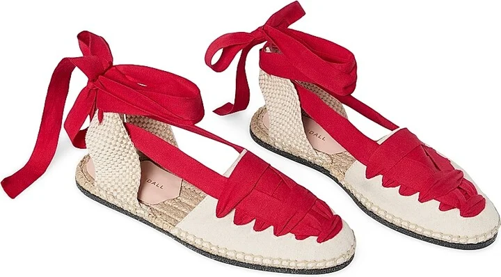 Women's Wilson Flat Ankle-Wrap Espadrilles - Natural Red - Size 10.5 - Image 3