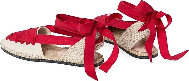 Women's Wilson Flat Ankle-Wrap Espadrilles - Natural Red - Size 10.5 - Image 4