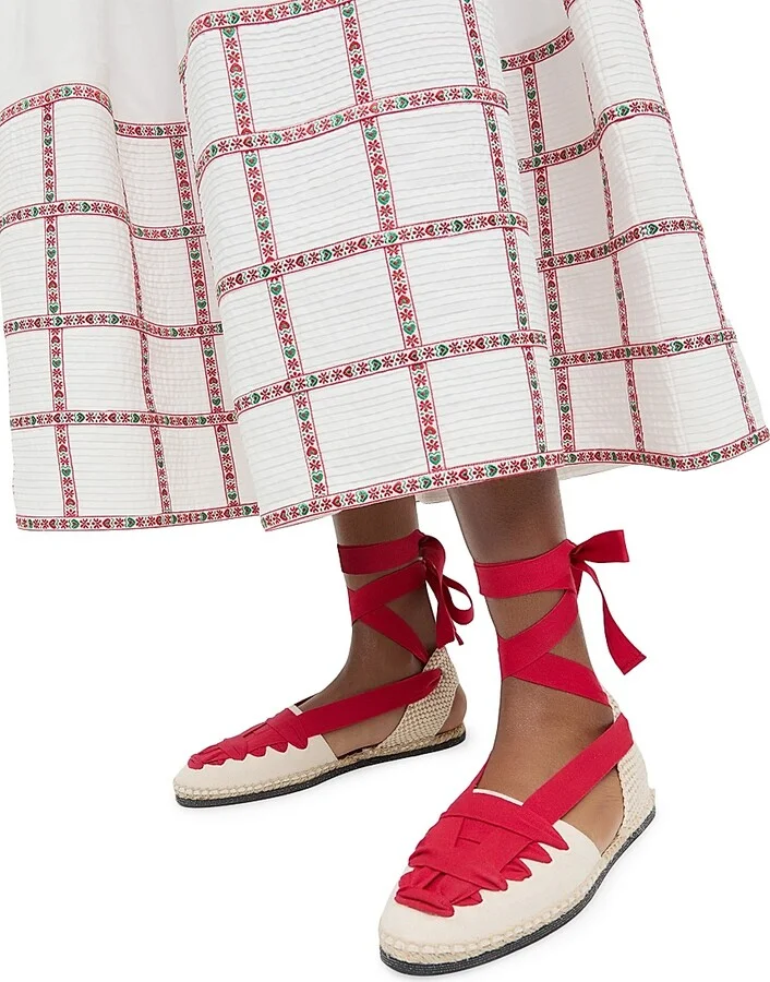 Women's Wilson Flat Ankle-Wrap Espadrilles - Natural Red - Size 10.5 - Image 6
