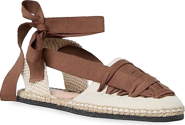 Women's Wilson Flat Ankle-Wrap Espadrilles - Natural Red - Size 10.5 - Image 10