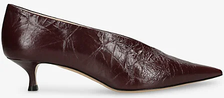 Womens Wine Babouche 35 Leather Kitten-Heel Courts Eur 41 / 8 Uk Women