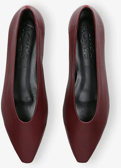 Womens Wine Betty Pointed-Toe Leather Ballet Flats Eur 37.5 / 4.5 Uk Women - Image 2