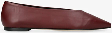 Womens Wine Betty Pointed-Toe Leather Ballet Flats Eur 37.5 / 4.5 Uk Women