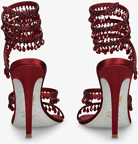 Womens Wine Chandelier 105 Crystal-Embellished Satin Heeled Courts Eur 41 / 8 Uk Women - Image 2